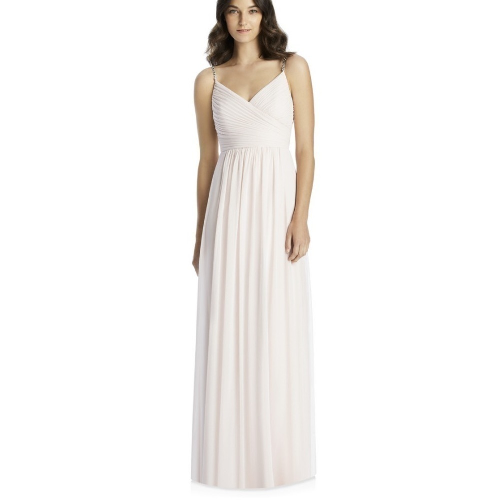 Jenny Packham Bridesmaids blush pink rhinestone strap chiffon dress JP1022 NWOT